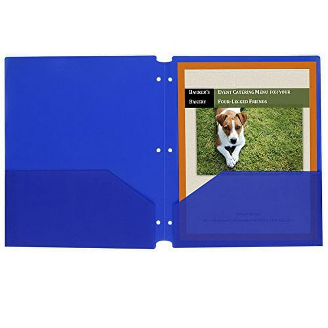 C-Line Two-Pocket Heavyweight Poly Portfolio Folder, 3-Hole Punch, 11 X 8.5, Blue, 25/Box