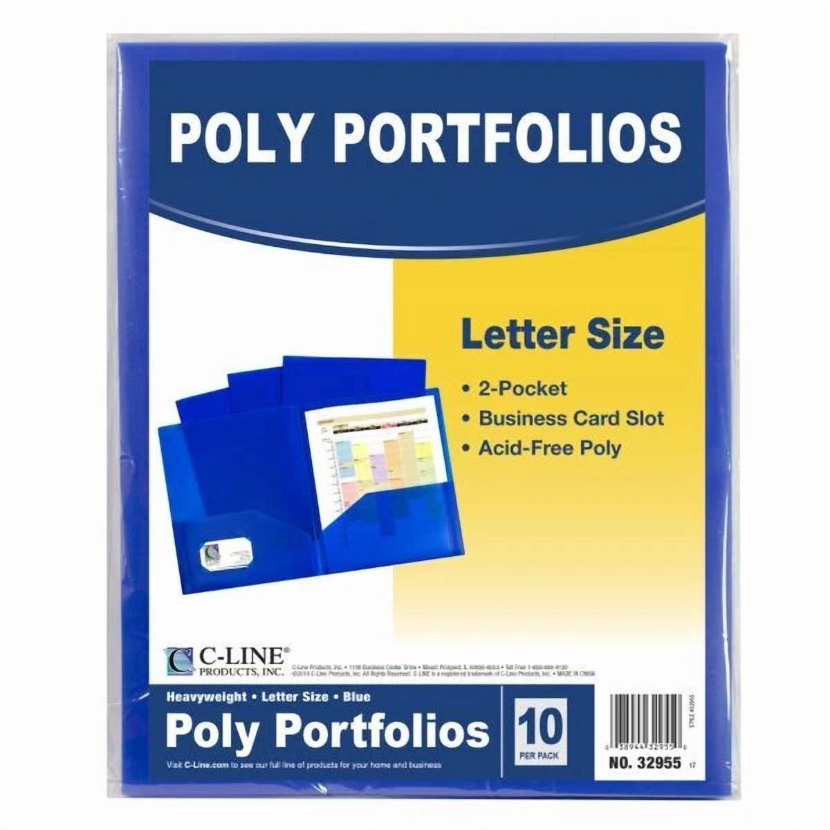 C-Line Two-Pocket Heavyweight Poly Portfolios, Without Prongs, Blue, Pack Of 10