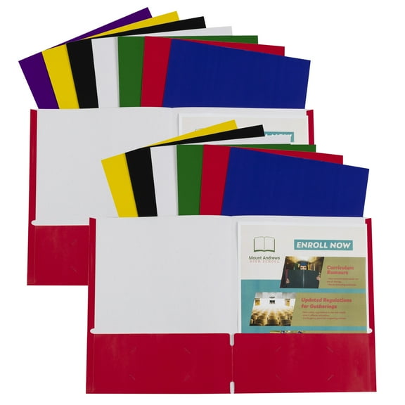 C-Line Two-Pocket Paper Portfolios Without Prongs, Assorted, Pack of 15