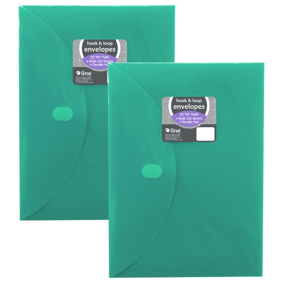 C-Line XL Reusable Envelopes, Hook and Loop Closure, 8 1/2 x 11, 10 Per Pack, 2 Packs
