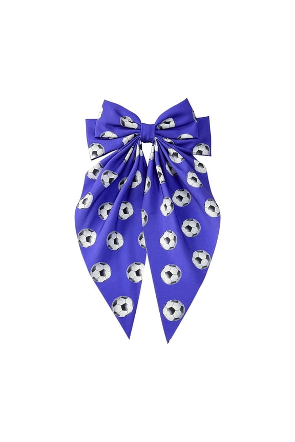 C Long Ribbon Hair Bow With Football Pattern For Women