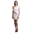 thumbnail image 1 of C. Luce One Shoulder Cascading Diagonal Ruffle Sleeveless Dress Ivory Large, 1 of 1