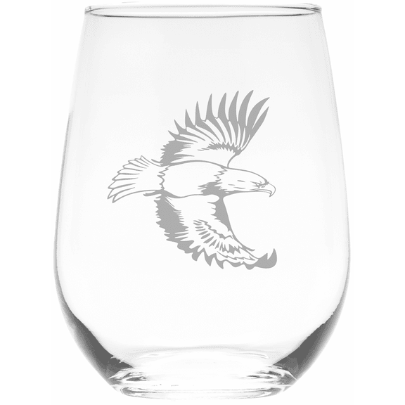 C&M Personal Gifts 17 oz Eagle Themed Stemless Wine Glass. (Style E4)