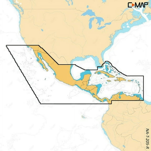 C-MAP Reveal X Custom Depth Shading 2023 Central America and Caribbean microSD Map, 32GB x 24mm