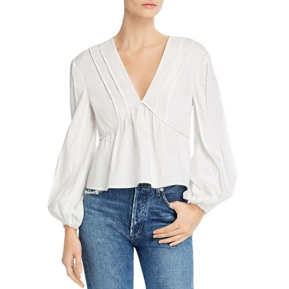 C/MEO Collective Women's White Lie Awake Long Sleeve Ruffled Top