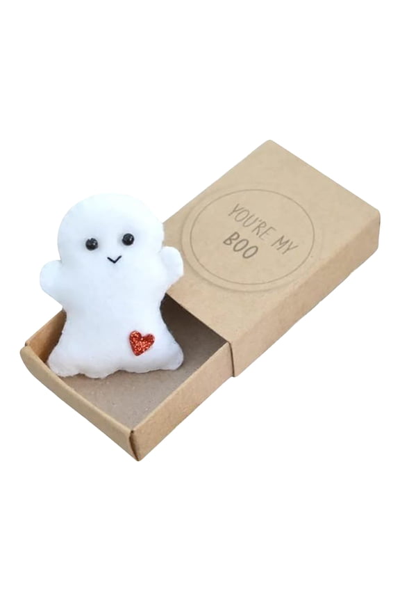 C Mini Cute Ghost Plush Keychain Doll With Note Card Diy Craft Halloween Gift Surprise
