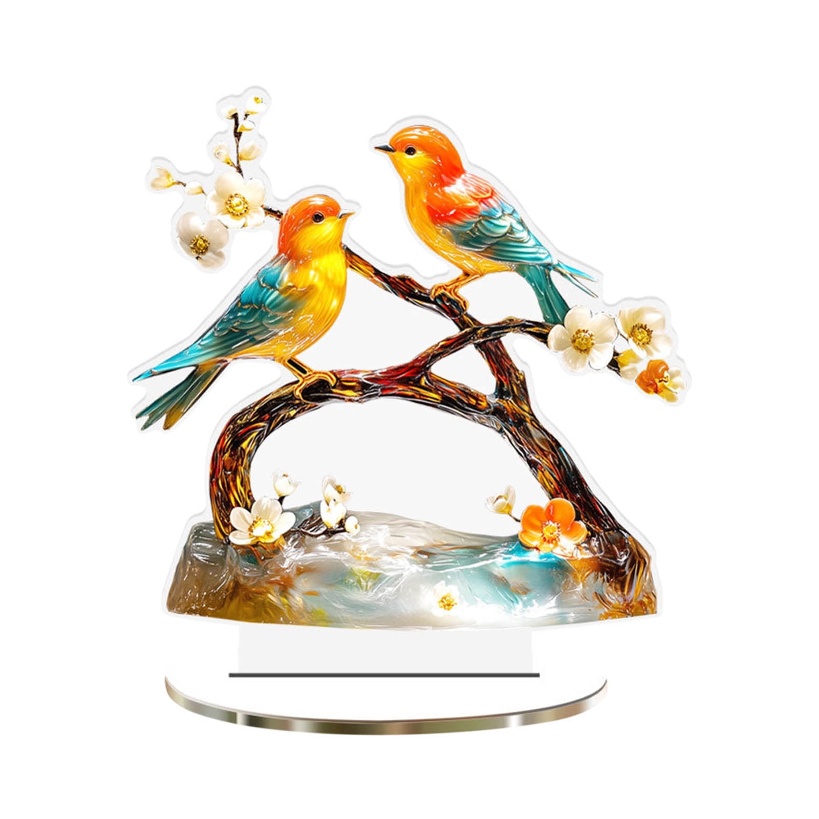 C Modern Tabletop Bird Branch Decoration Dimensional Plastic Art Piece ...