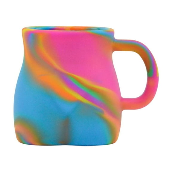 C Multicolor Tie Dye Silicone Coffee Mugs 12 Oz Colorful Reusable Cups Shatterproof Dishwasher Safe For Hot Cold Drinks Party Beach 5.12X3.94X2.76Inch