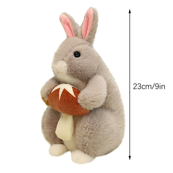 C Mushroom Eating Rabbit Plush Toy Harvest Design 9 Inches Tall For Children Play And Gift