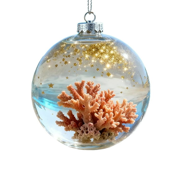 C Nature Inspired Acrylic Pendant With Marine Design, Durable Acrylic And Hanging Loop For Car Mirror And Window, 2.76In 0.11Lb