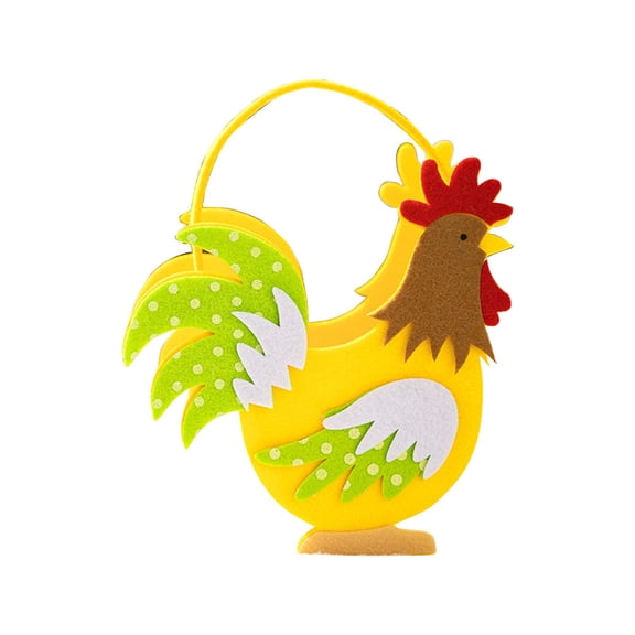 C Non Woven Chicken Rooster Shape Egg Basket For Easter Boys Girls Handmade Portable Tote Bag 7.1X7.1X3.1 Inch Polyester