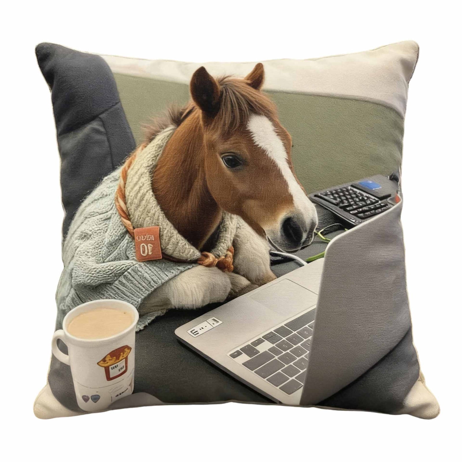 C Novelty Cow Horse Workhorse Pillow Cover For Desk Chair Cushion ...