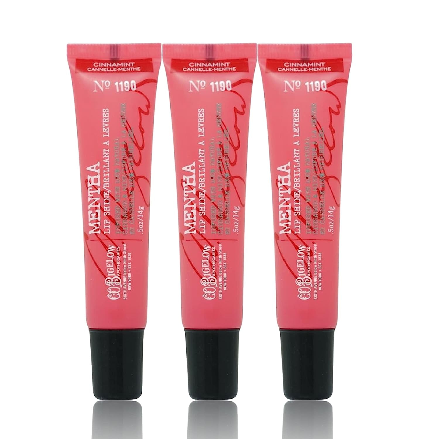 C.O. Bigelow Cinnamint Mentha Lip Shine Lip Balm Trio, Lip Gloss and