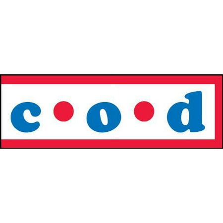 "C.O.D." Shipping / Mailing Labels, 1 x 3 Inches, Red & Blue on White, Roll of 500