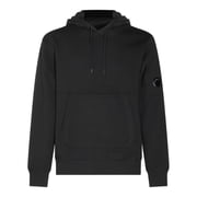 C.P. Company Black Hooded Sweater With Distinctive Logo Patch Mens