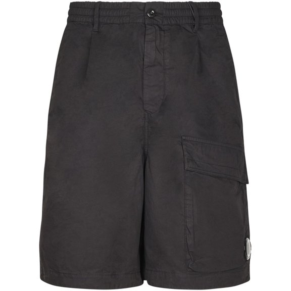 C.P. Company Boxy Black Shorts With Functional Lens Detailing (Men's)