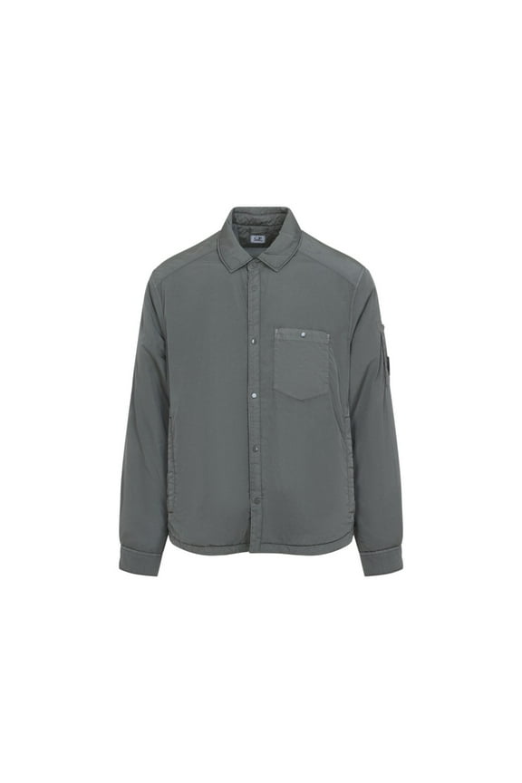 Button-Up Grey Polyamide Casual Jacket (Men's)