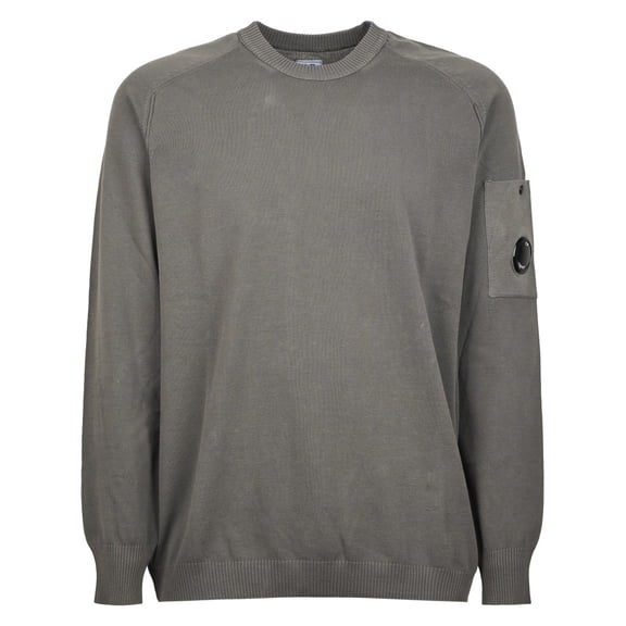 C.P. Company Cotton Crepe Crewneck Sweater With Lens Detail (Men's)