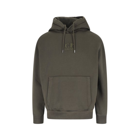 C.P. Company Green Cotton Hoodie With Drawstring (Men's)