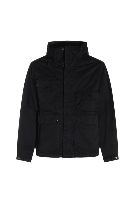 Solid Black High Collar Jacket With Concealed Zip Closure (Men's)