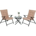 thumbnail image 1 of C Patio Bistro Set - Glass Table & 2 Folding Chairs (Nude-3 Piece), 1 of 5