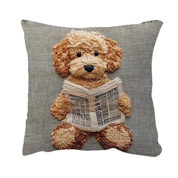 C Pet Themed Pillow Cover Polyester Faux Embroidery Animal Design 45X45Cm 177X177In Decorative Sofa Cushion Cover Style C