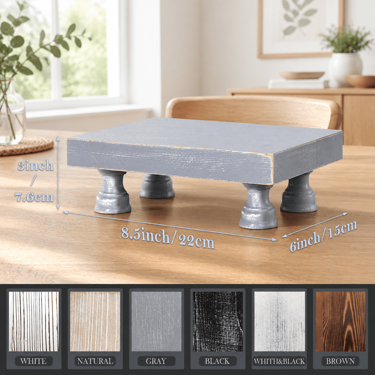 Desk Riser Table C-Pine Wood-Gray Desk Risers & Display Stand for Home Decor and ...