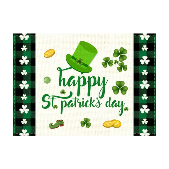 C Place Mats Printed Saint Patricks Day Table Mats Style 3 30X45Cm 11.8X17.7Inch Kitchen Dining Non Slip Heat Resistant Polyester Washable