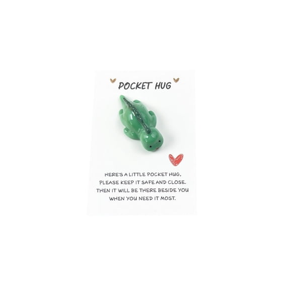 C Plastic Pocket Hug Card With Lying Down Dinosaur Resin Decoration Comes With Blank Card For Handwritten Sentiments 3X4 Inch