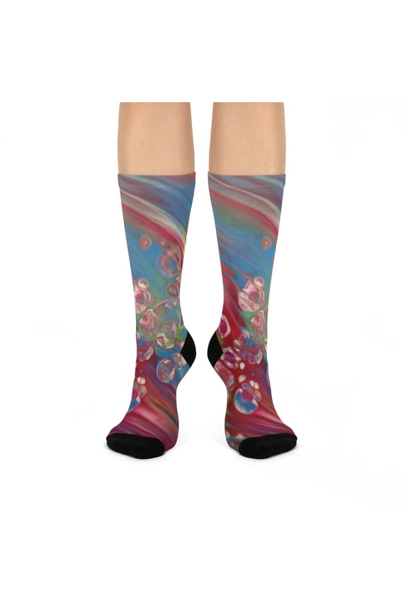 Acrylic Flow Bubble Paint Cushioned Crew Socks