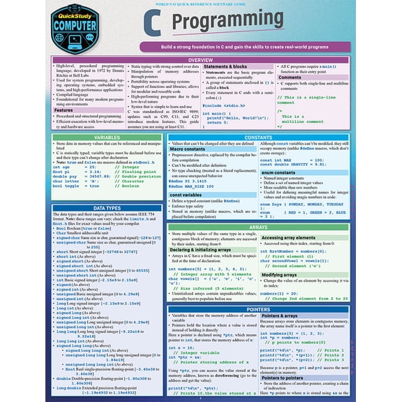 C Programming Language: A Quickstudy Laminated Reference Guide, (Paperback)