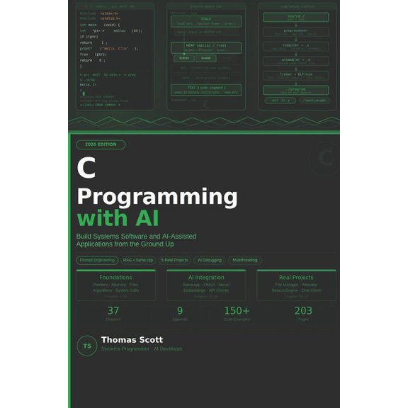 C Programming with AI: A Complete Beginner's Guide to C Programming, Systems Development, and AI-Assisted Applications, (Paperback)
