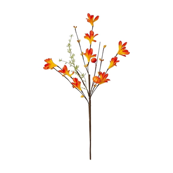 C Pumpkin Maple Leaf Hazelnut Artificial Flower Bouquet Picks Fake Floral For Vase Home Table Centerpiece Decor Nylon Spandex