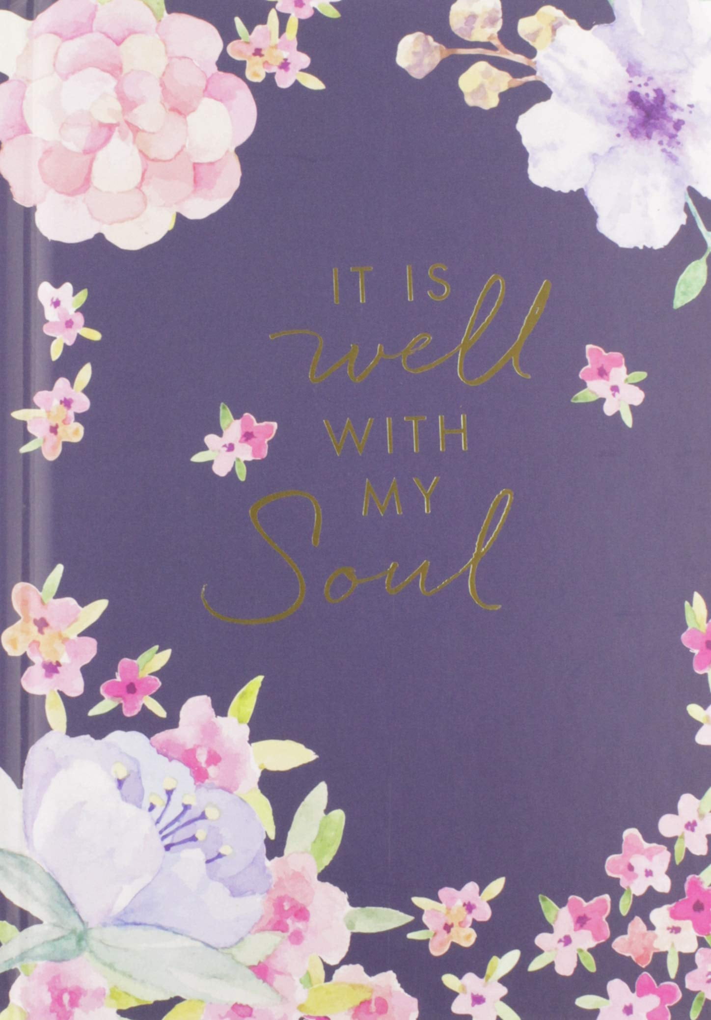 C.R. Gibson Dark Blue Floral "It Is Well With My Soul" Hardcover Journal Notebook for Women, 6" W x 8.5" L, 160 Pages