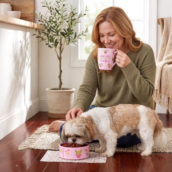 Pet Lover Dog Bowl and Coffee Mug Matching Gift Set