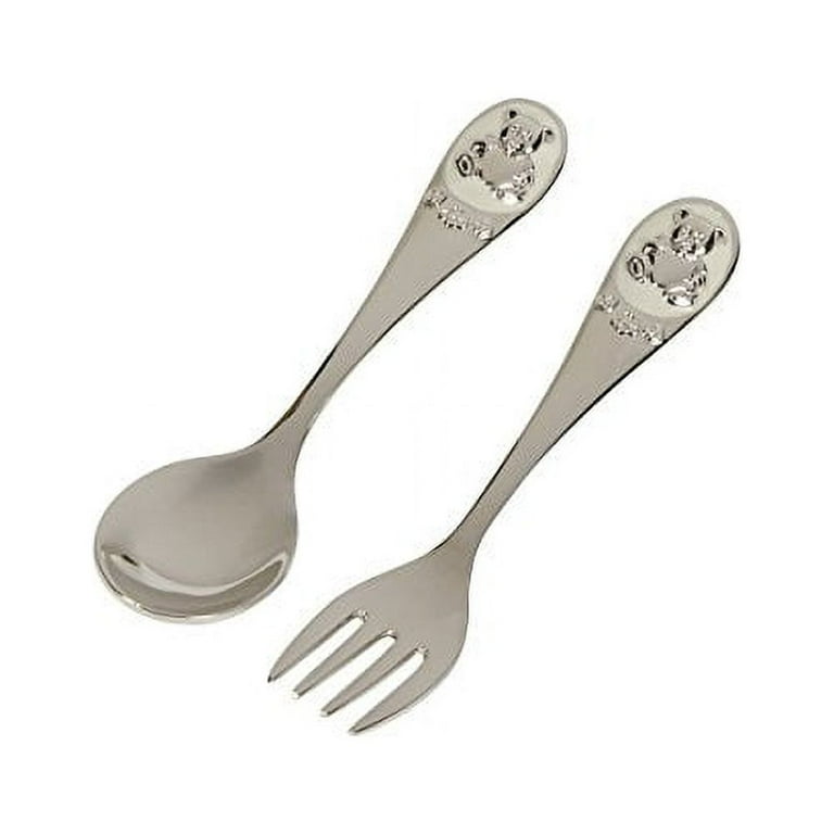 C.R. Gibson Teddy Bear Silver Plated Baby Fork and Spoon Walmart