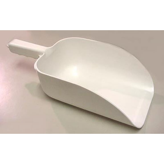 C.R. Mfg Plastic Flour Scoop, 82 oz. White. Overall Size: 14". Bowl Size: 5" X 9"