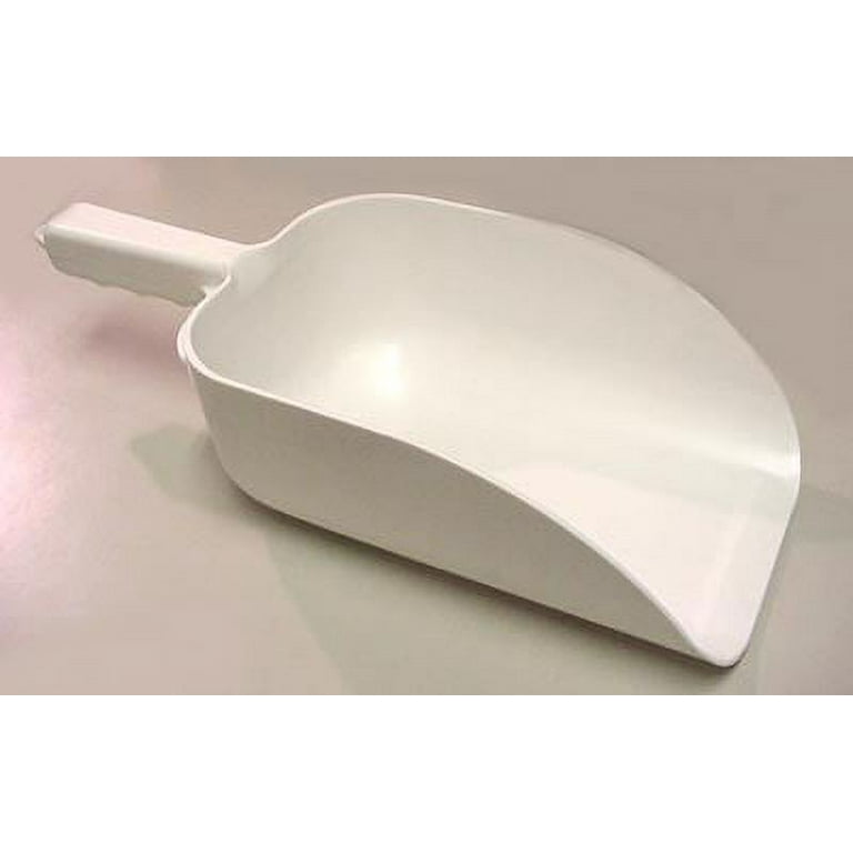C.r. Mfg Plastic Flour Scoop, 82 oz. White. Overall Size: 14 inch. Bowl Size: 5 inch x 9 inch, Size: One Size