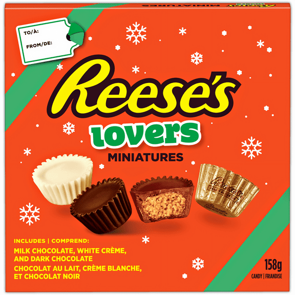 Reese's Lovers Miniatures, Milk, White & Dark Chocolate Peanut Butter Cups 158g/5.6 oz. Gift Box