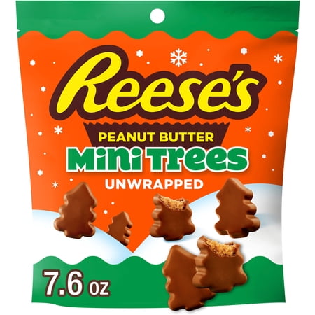 Reese's Unwrapped Milk Chocolate Peanut Butter Creme Mini Trees Christmas Candy, Bag 7.6 oz