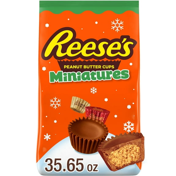 Reese's Miniatures Milk Chocolate Peanut Butter Cups Christmas Candy, Bag 35.65 oz