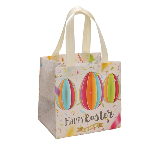 C Reusable Non-Woven Tote Bag With Easter Bunny Egg Design For Shopping Gift Giving Style C