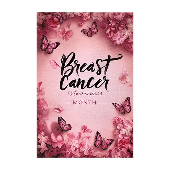 C Ribbon Garden Flag Breast Cancer Awareness Polyester Outdoor Flag Decoration Small Size 11.81 X 17.72 Inches Reusable Weather Resistant Fade Proof For Garden Yard Pathway Porch Net Weigh