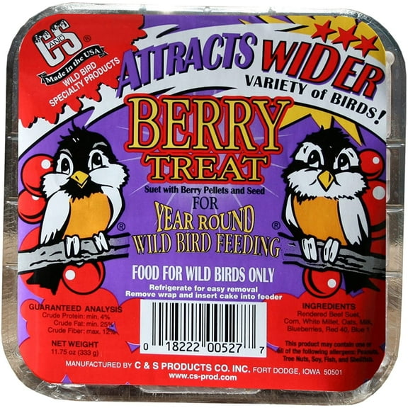 C & S Products Berry Suet Treat Wild Bird Food - Suet - 12 Pack, 11.75 Oz