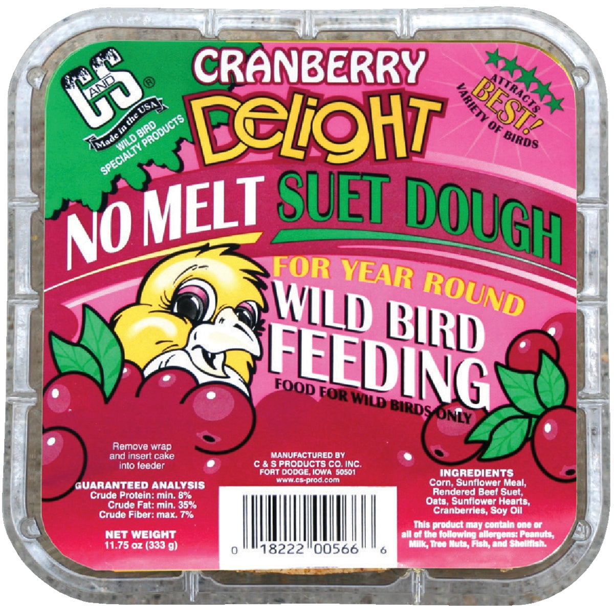 C&S Cranberry Delight No Melt Suet, 11.75 Ounce (Pack of 12)