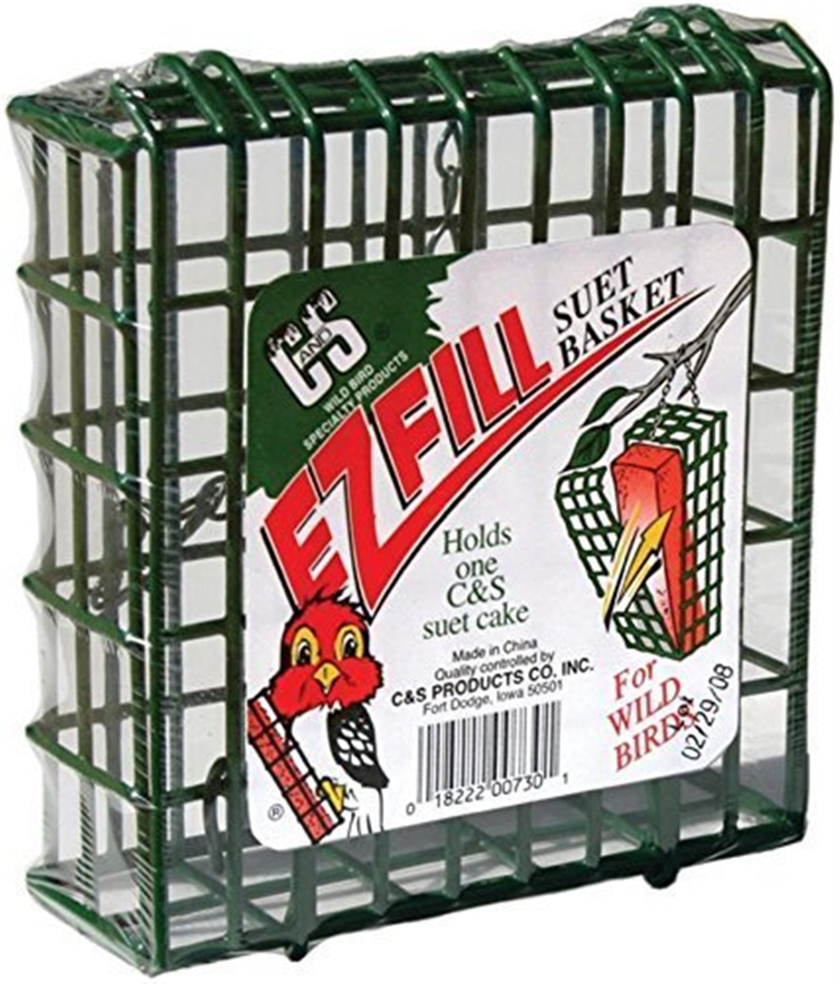 C & S PRODUCTS C&S Products Hanging EZ Fill Suet Cake Wild Bird Feeder- Green