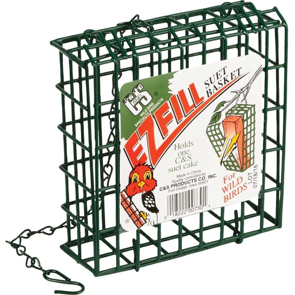 C & S Products EZ Fill Suet Basket - Hanging Green Bird Feeder - Outdoor Use