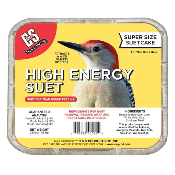 C&S High Energy Large Suet, Super Sized, 3.5 lb Cake, Wild Bird Food