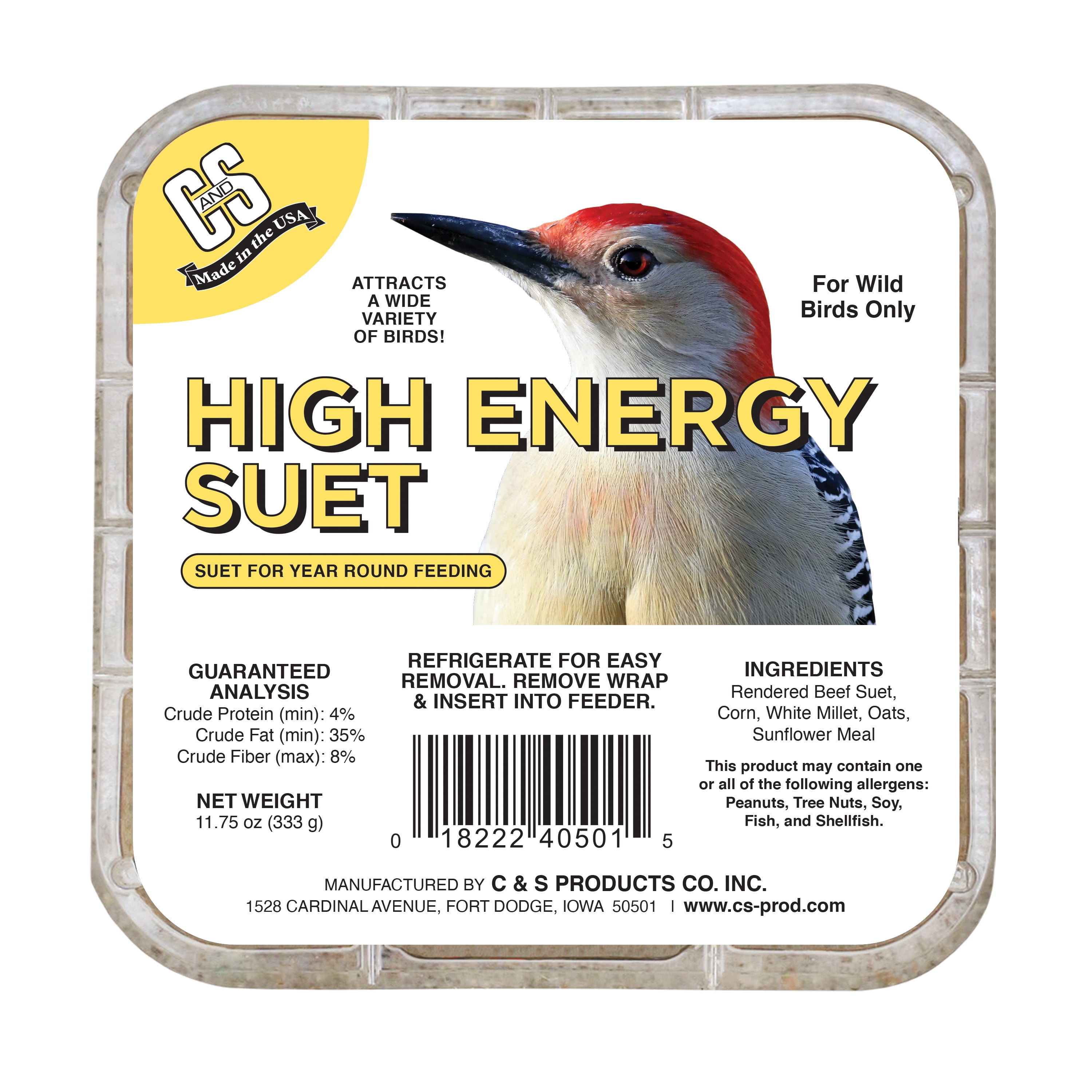 12 High-Energy Suet Cake Treats For Wild Birds – Fits Standard Suet Holders & Feeders