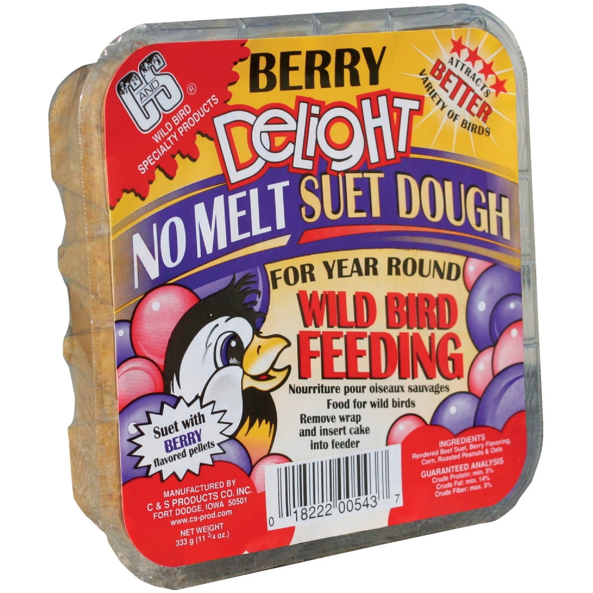 C&S Insect Delight No Melt Suet Dough, Suet Cakes for Wild Birds Including Robins, Blue Jays, Woodpeckers, Wrens, Bluebirds and More, 11.75 Ounces, Pack of 8